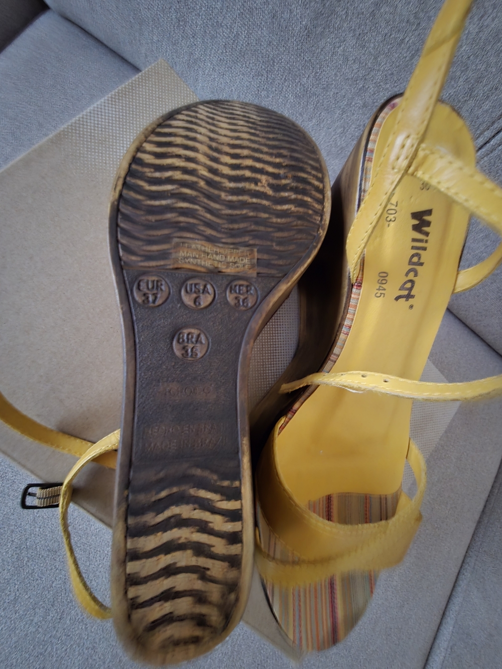 Wildcat Yellow Strappy Wedge Sandals